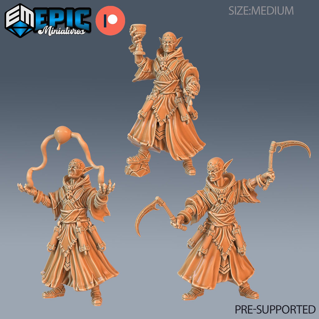 Vampire Blood Mage Set of 3 DND Minis | Blood Moon Collection | TTRPG | Gothic Barovia Dementlieu Falkovnia Richemulot Bloodborne DND miniatures group photo