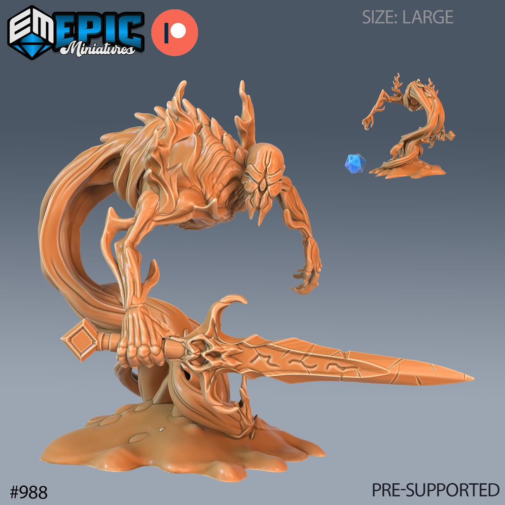 Shadow Horror Set of 3 DND Minis | Blood Moon Collection | TTRPG | Gothic Barovia Dementlieu Falkovnia Richemulot Bloodborne | Sword Scythe Option #988 front DND miniature  16k resin