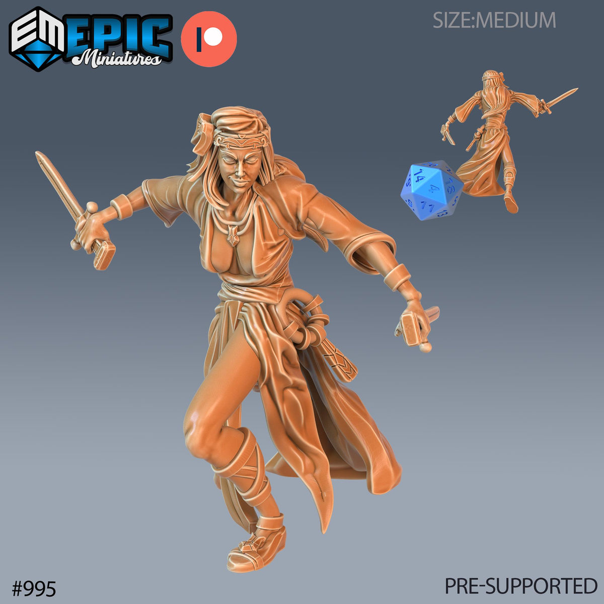 Vampire Huntress Set of 3 DND Minis | Blood Moon Collection | TTRPG | Gothic Barovia Dementlieu Falkovnia Richemulot Bloodborne Option #995 front DND miniature  16k resin