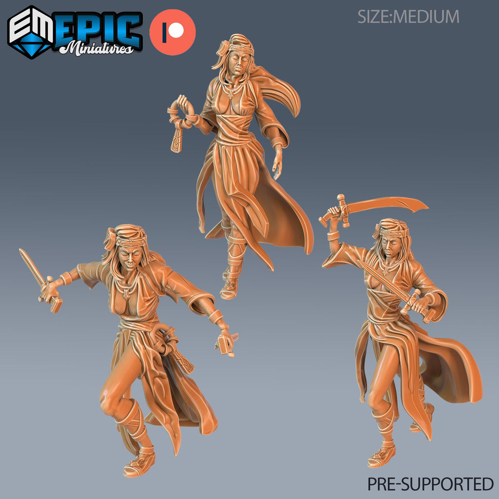 Vampire Huntress Set of 3 DND Minis | Blood Moon Collection | TTRPG | Gothic Barovia Dementlieu Falkovnia Richemulot Bloodborne DND miniatures group photo