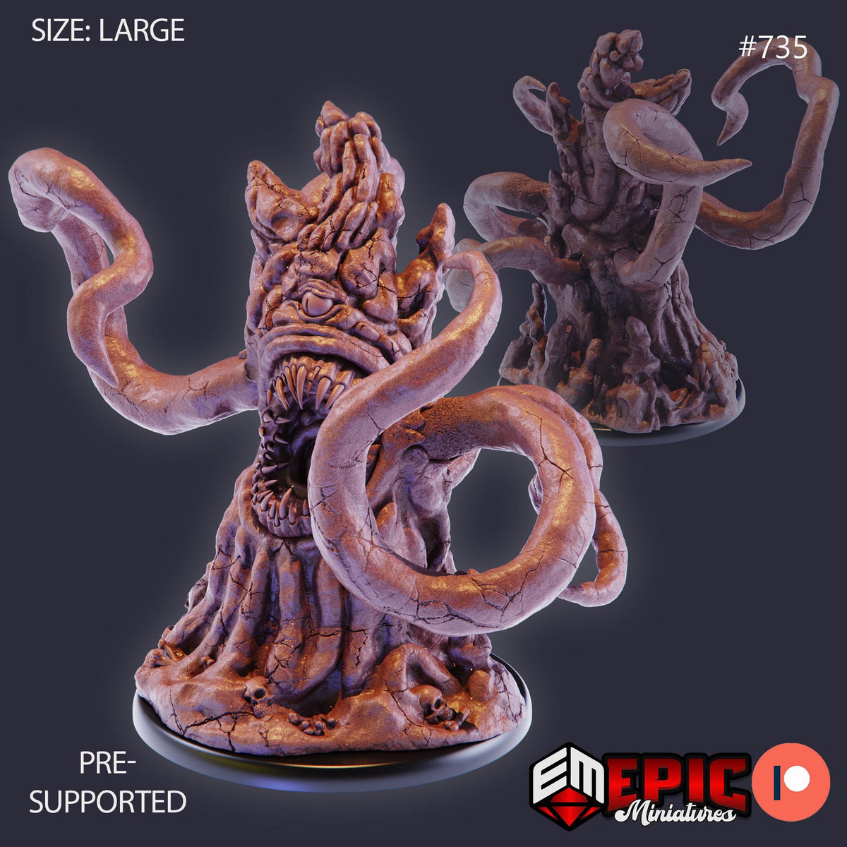 Tentacle Rock Option #735 front DND miniature Psionic Overlords 16k resin