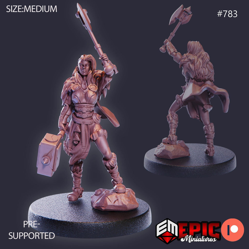 Viking Raider Female Option #783 front DND miniature Norse Raiders 16k resin