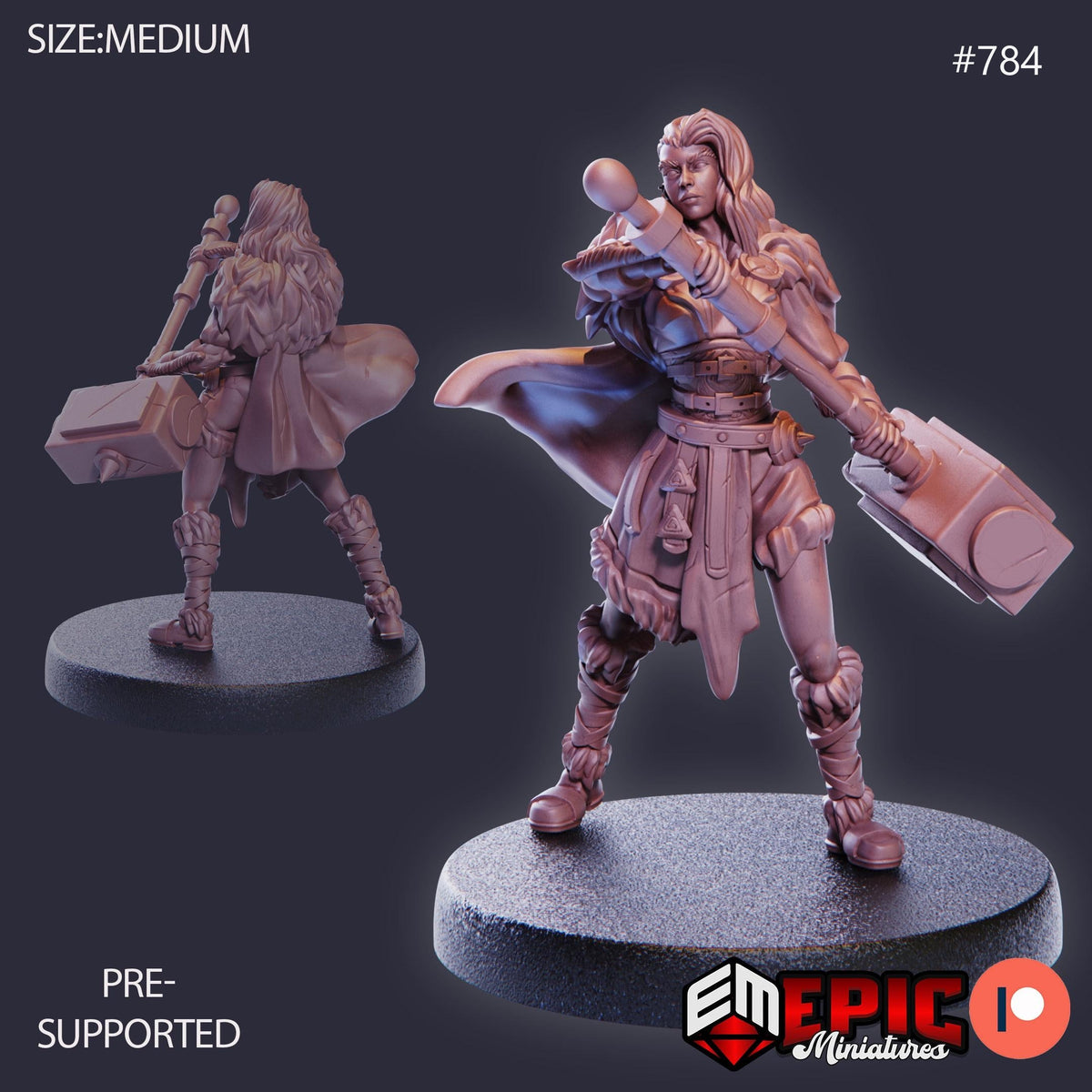 Viking Raider Female Option #784 front DND miniature Norse Raiders 16k resin