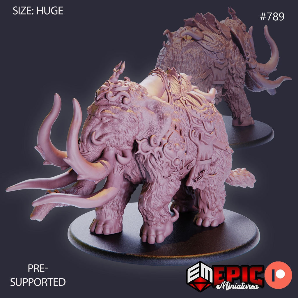 Dire Mammoth Option #789 front DND miniature Norse Raiders 16k resin