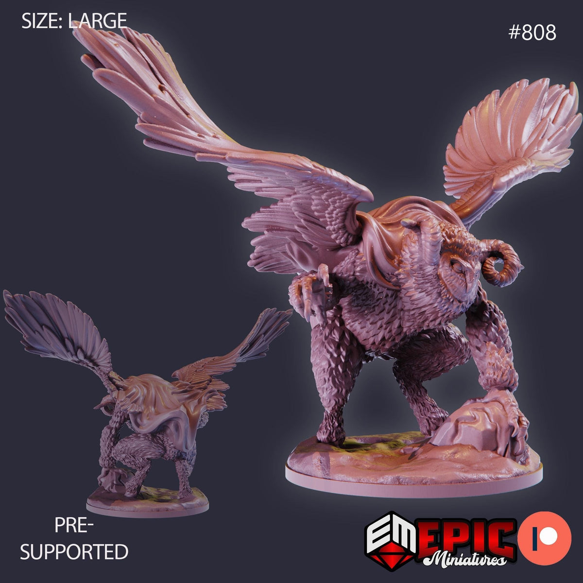 Owl Goddess Option #808 front DND miniature Norse Raiders 16k resin