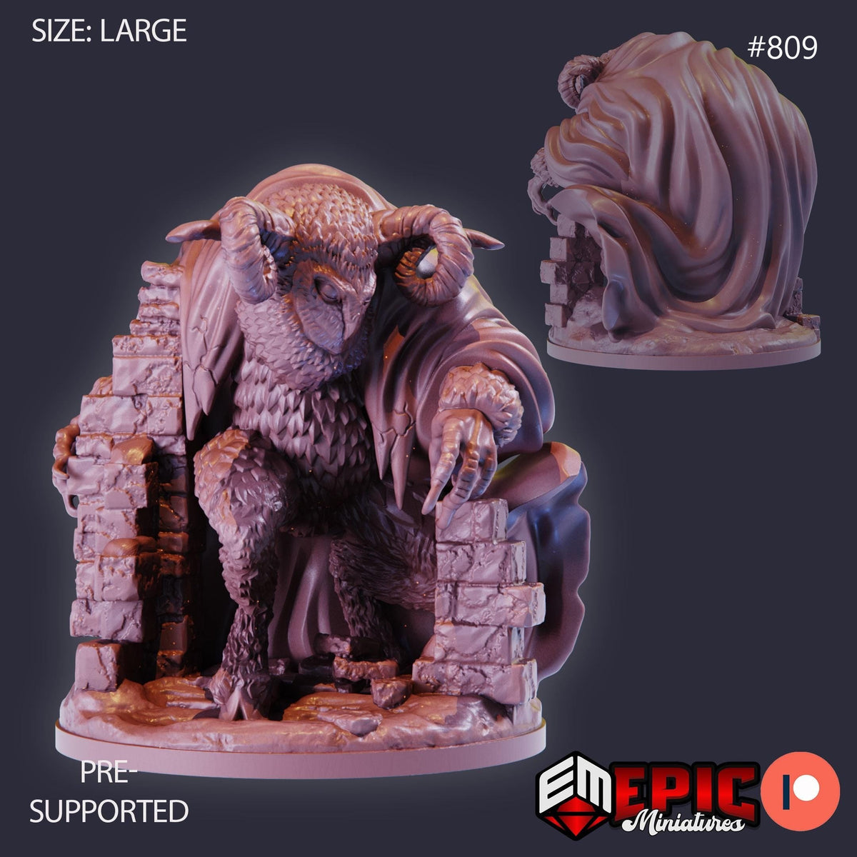 Owl Goddess Option #809 front DND miniature Norse Raiders 16k resin