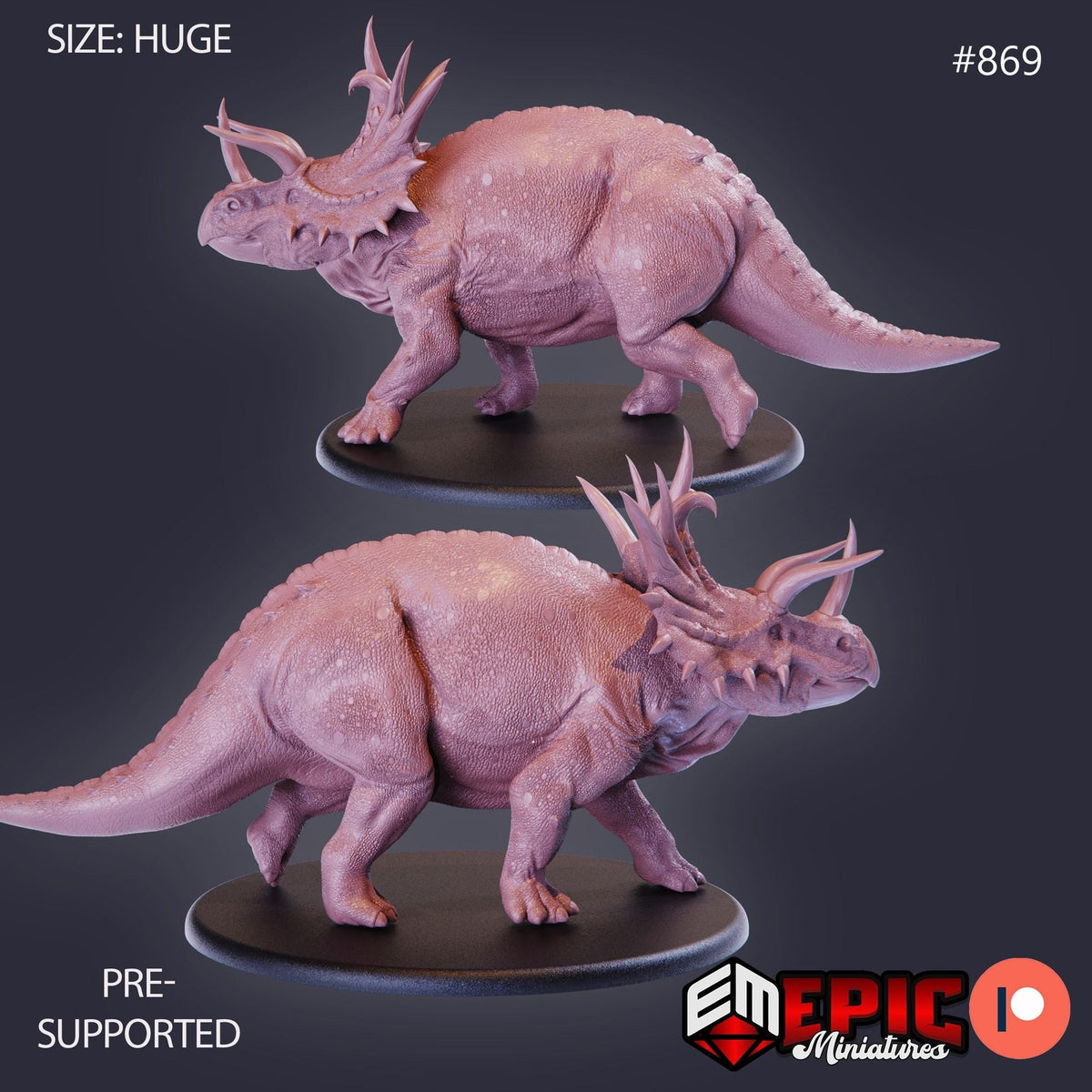 Triceratops Option #869 front DND miniature Lost Paradise 16k resin