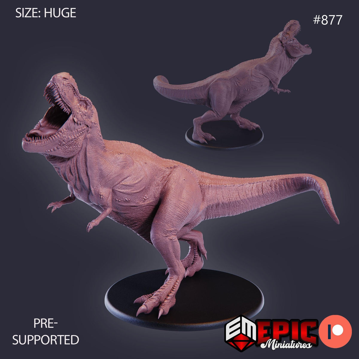 T Rex Option #877 front DND miniature Lost Paradise 16k resin