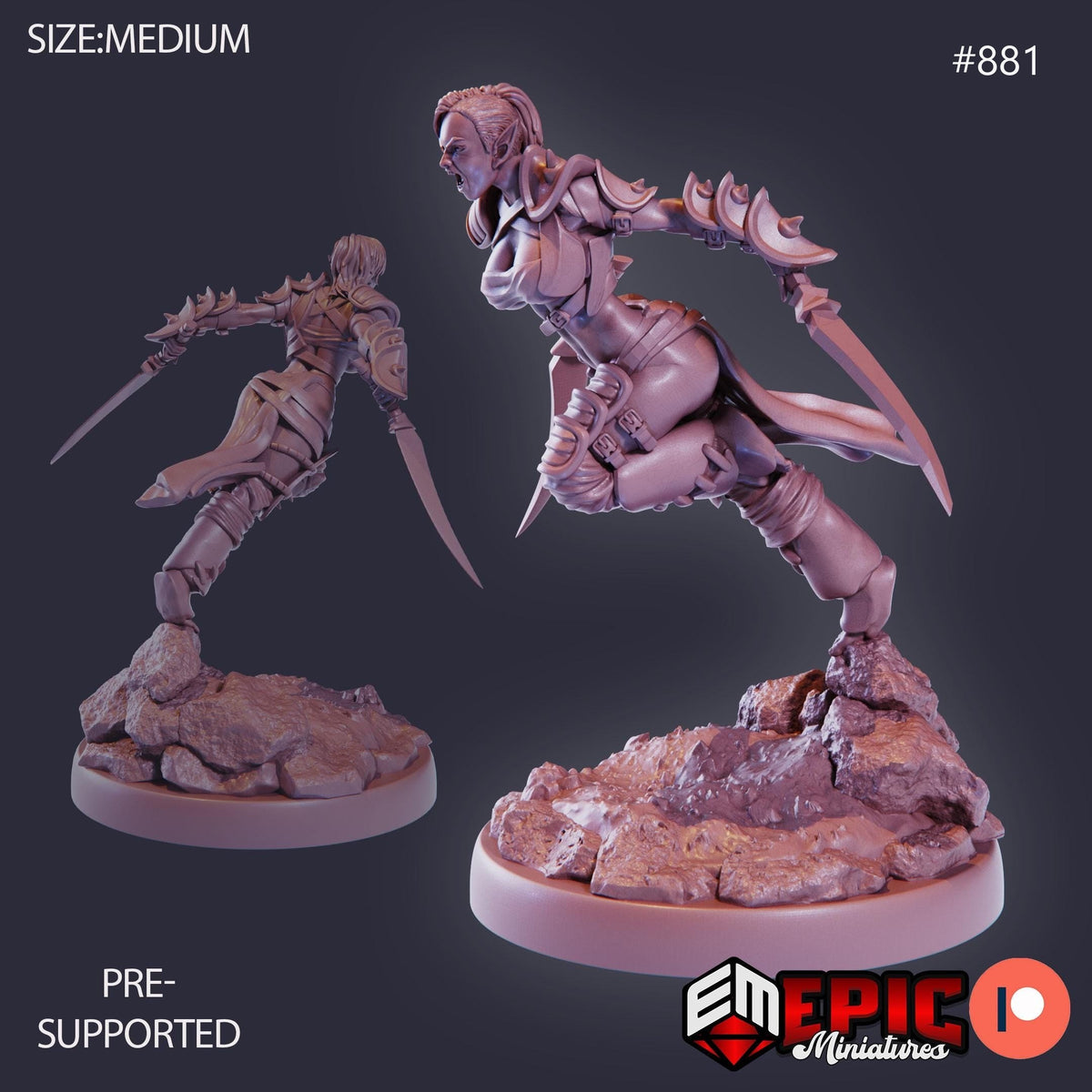 Elven Huntress Option #881 front DND miniature Lost Paradise 16k resin