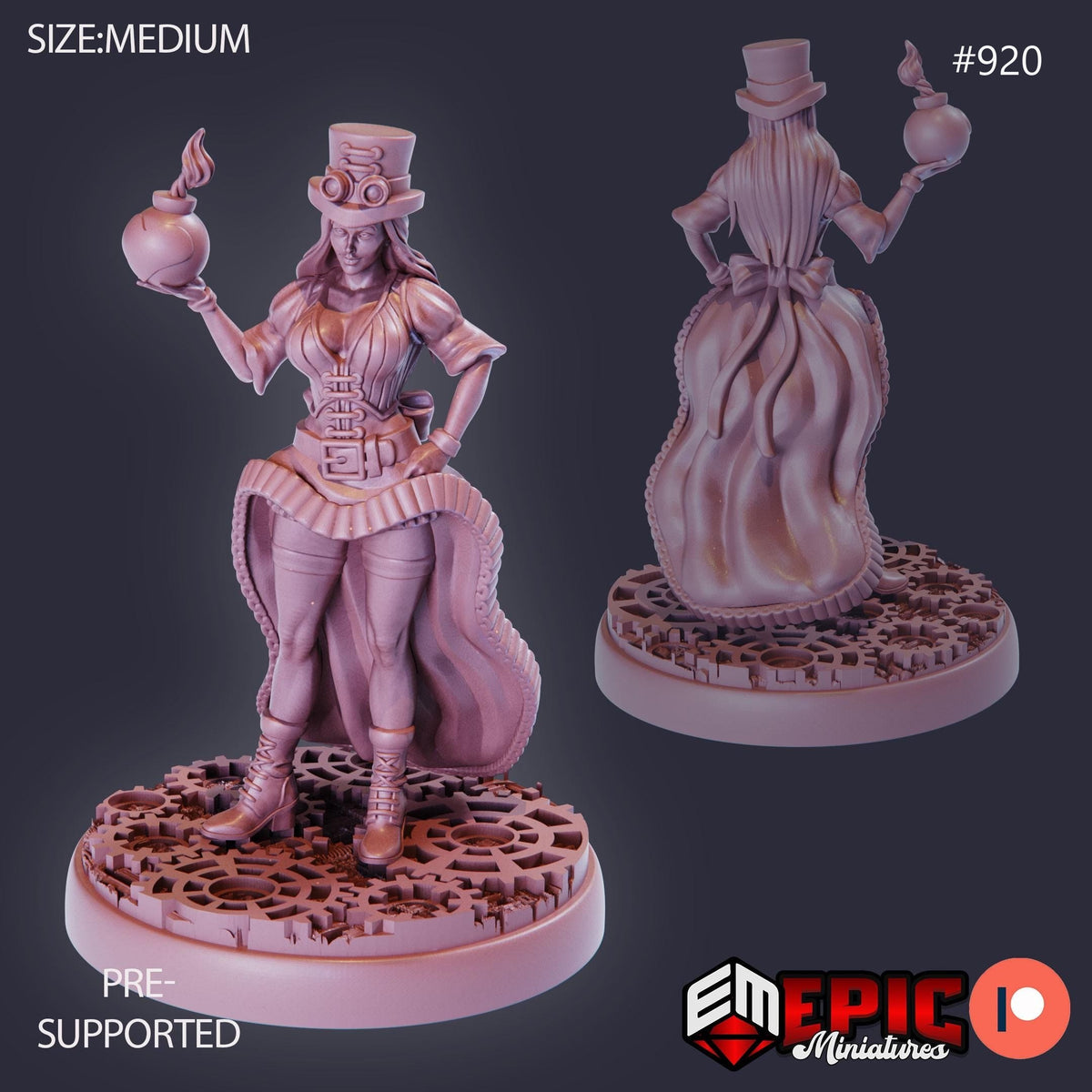 Mechanic Victoria Option #920 front DND miniature Gear Town 16k resin