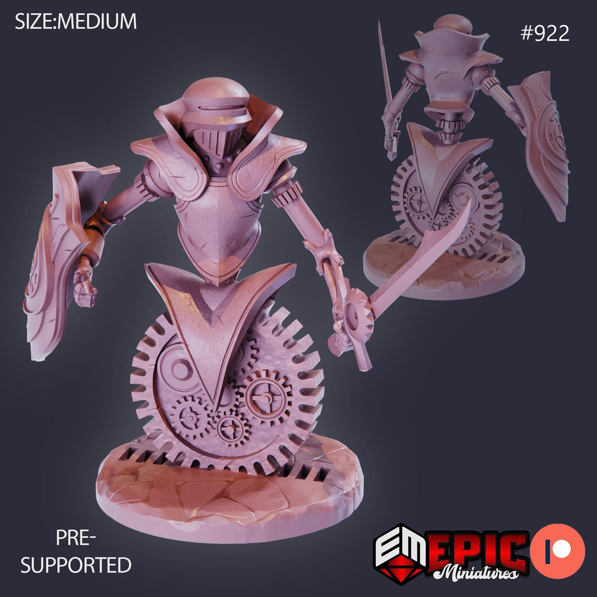 Gear Town Knight Option #922 front DND miniature Gear Town 16k resin