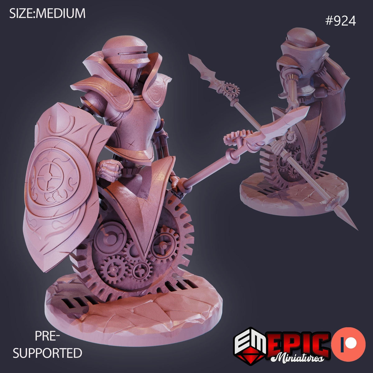 Gear Town Knight Option #924 front DND miniature Gear Town 16k resin