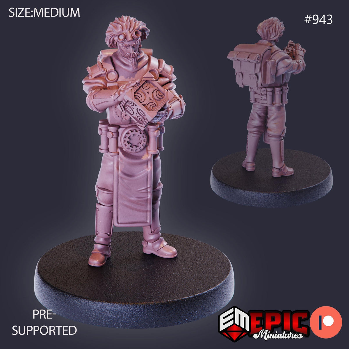 Artificer Baldrick Option #943 front DND miniature Gear Town 16k resin