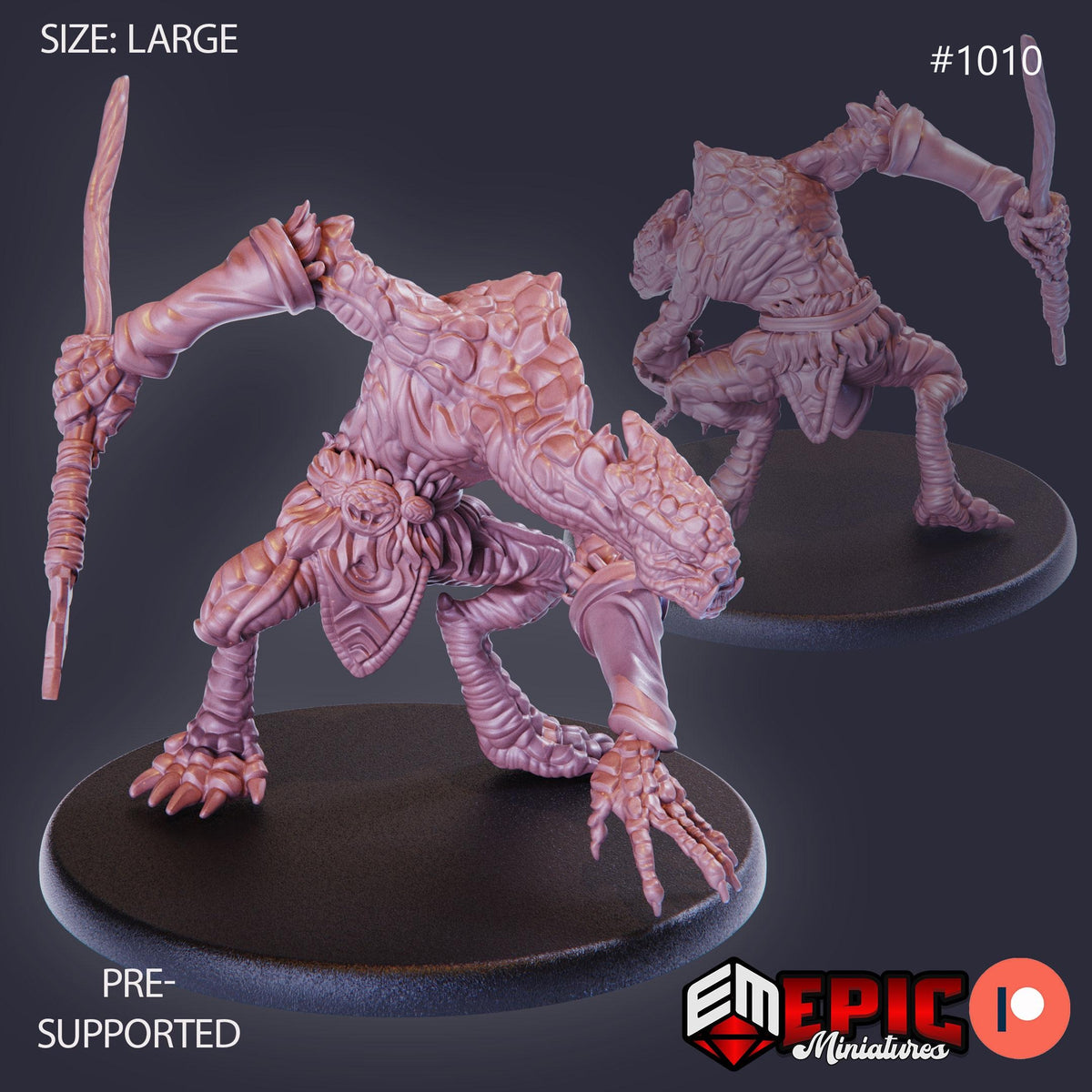 Snake Folk Primitive Option #1010 front DND miniature Cannibal Jungle 16k resin