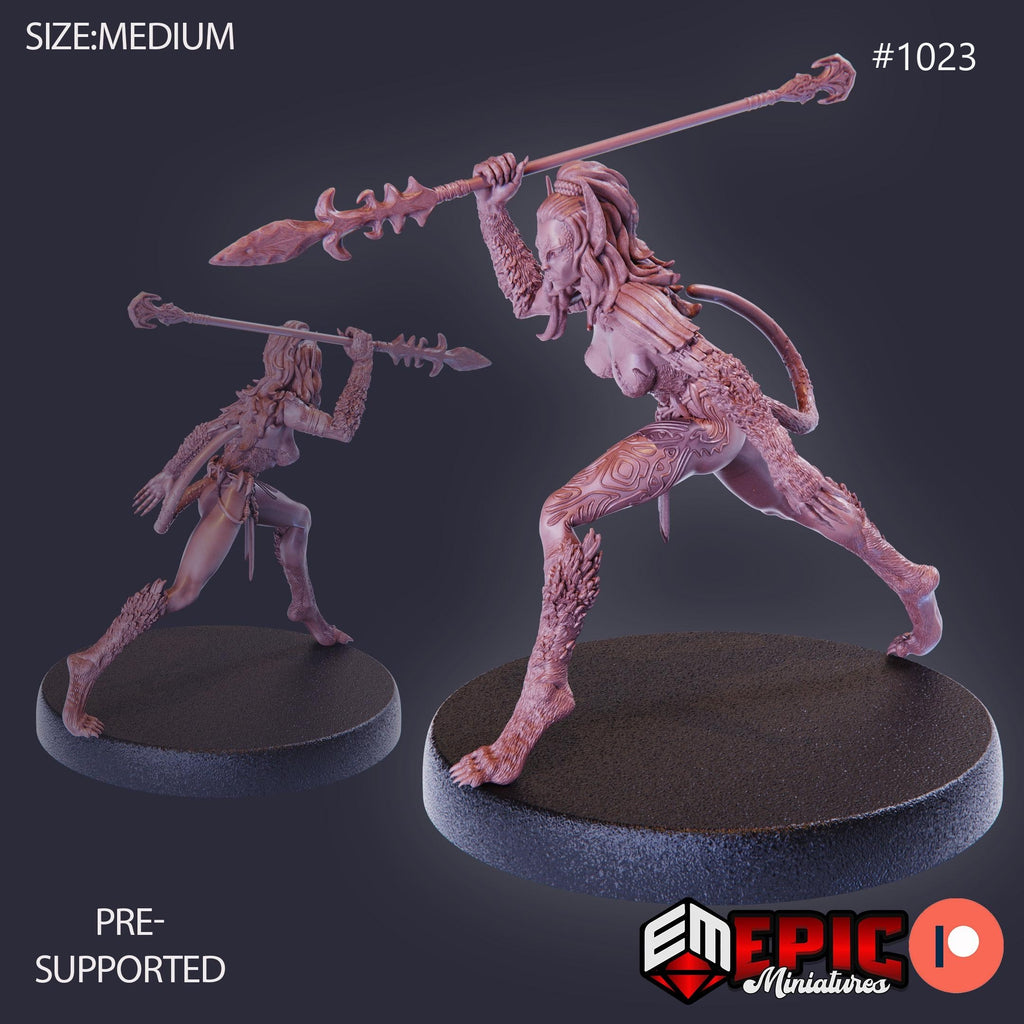 Werejaguar Lady Option #1023 front DND miniature Cannibal Jungle 16k resin
