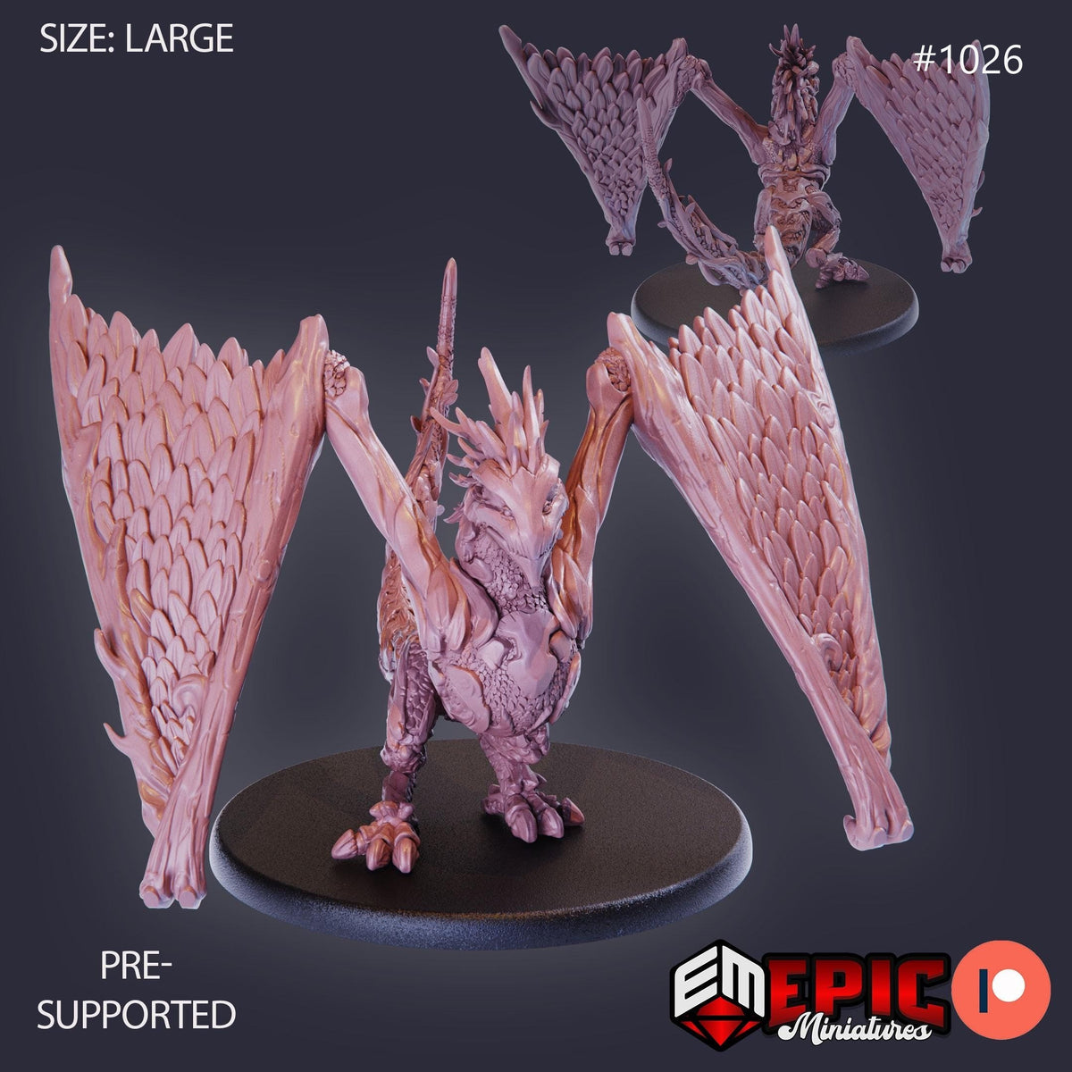 Wood Wyvern Option #1026 front DND miniature Cannibal Jungle 16k resin