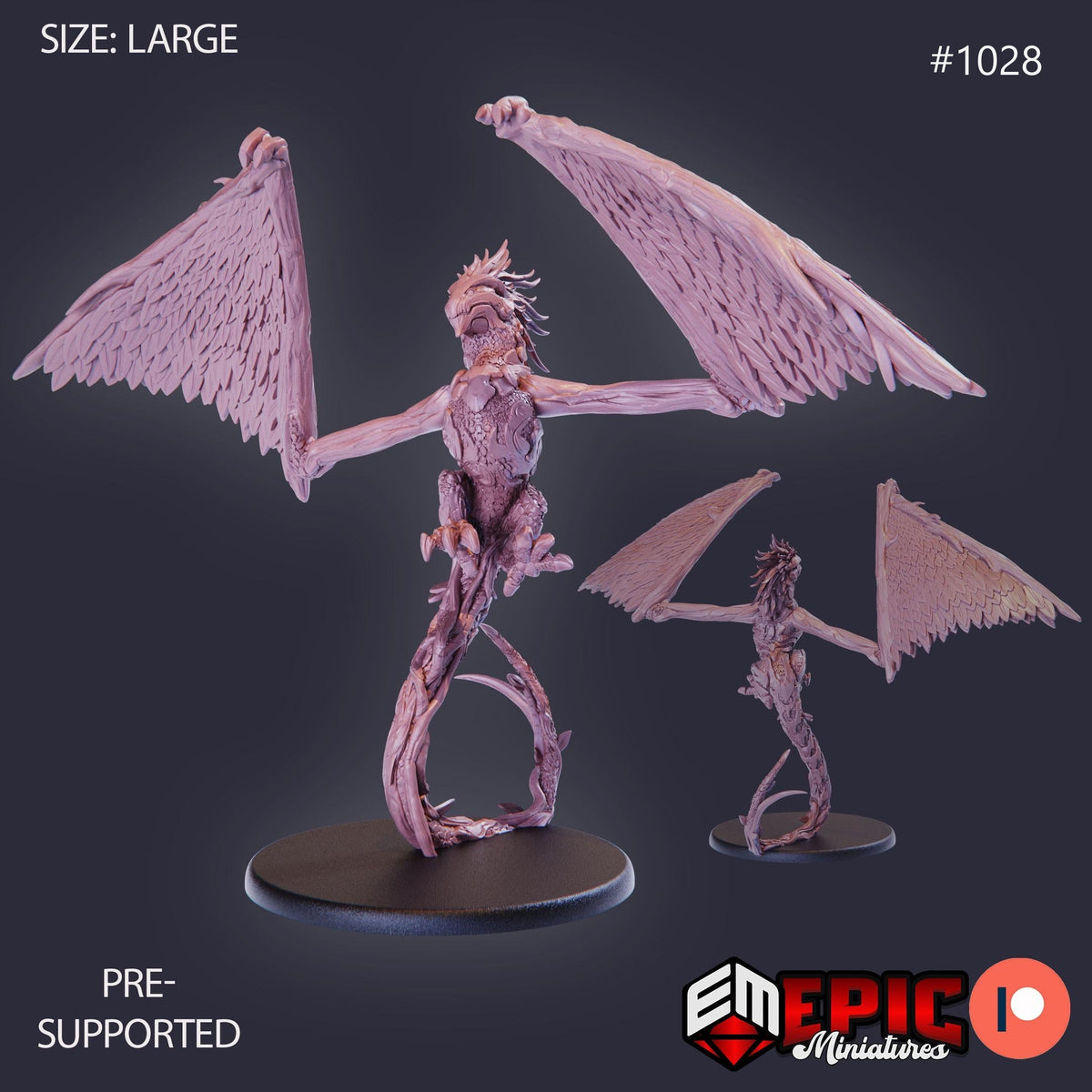 Wood Wyvern Option #1028 front DND miniature Cannibal Jungle 16k resin