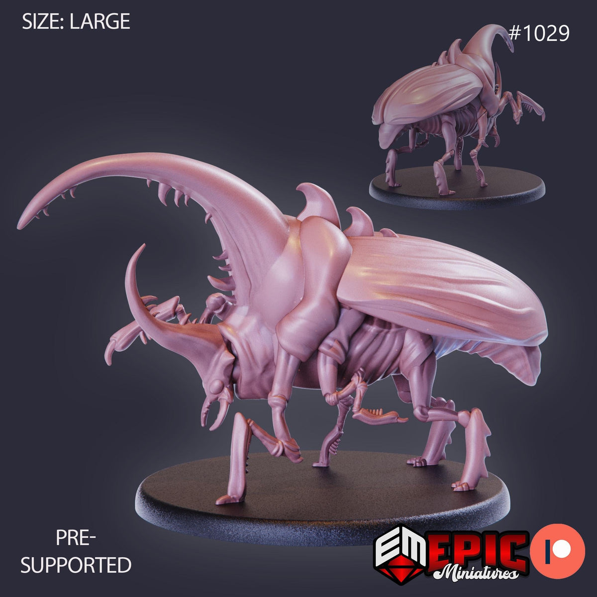 Giant Beetle Option #1029 front DND miniature Cannibal Jungle 16k resin