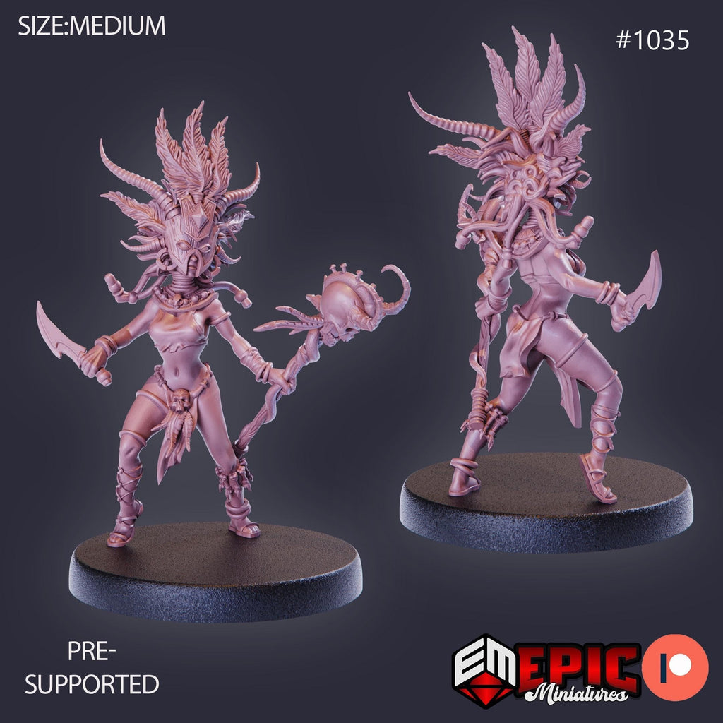 Cannibal Tribe Witch Option #1035 front DND miniature Cannibal Jungle 16k resin
