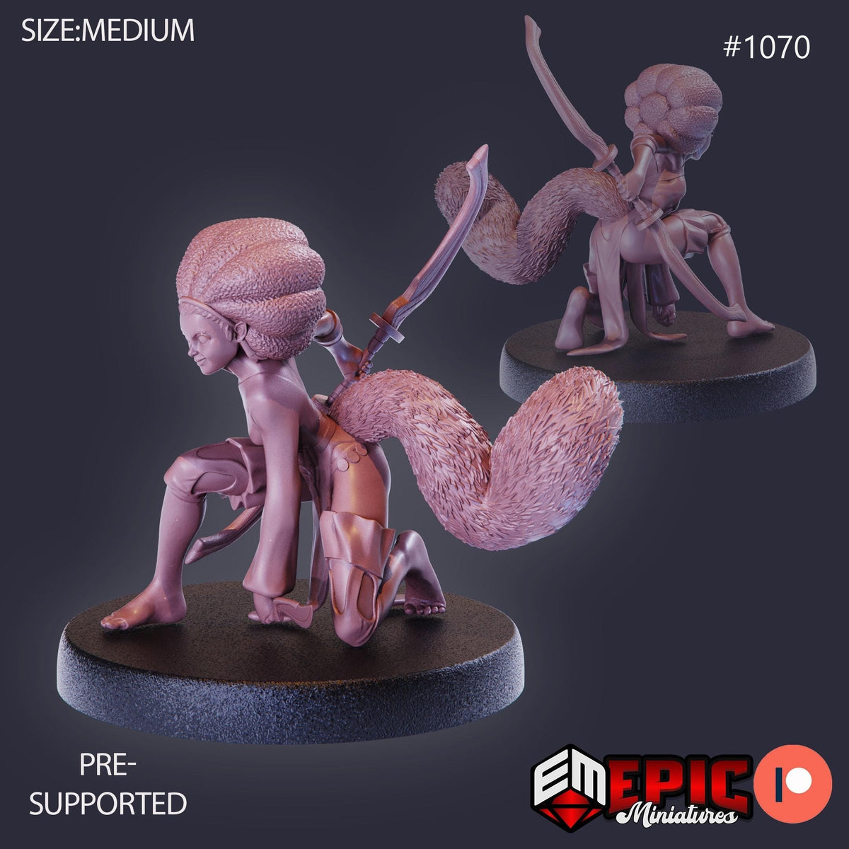 Tanuki Lady Option #1070 front DND miniature Savage Mountains 16k resin