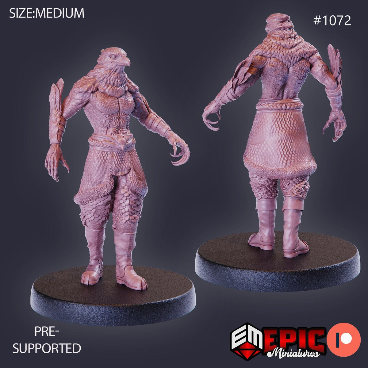 Raven Tribe Hunter Option #1072 front DND miniature Savage Mountains 16k resin