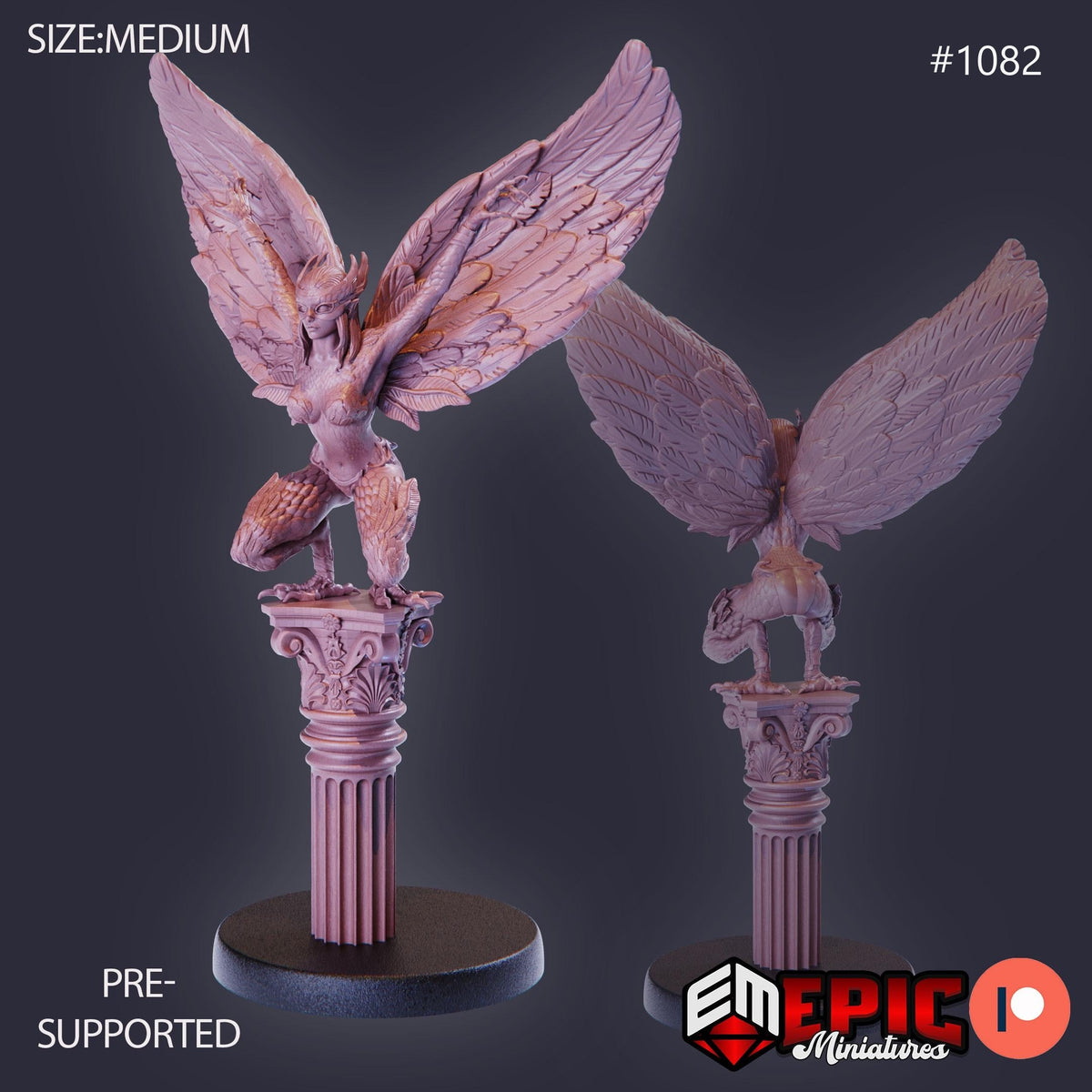 Mountain Harpy Option #1082 front DND miniature Savage Mountains 16k resin