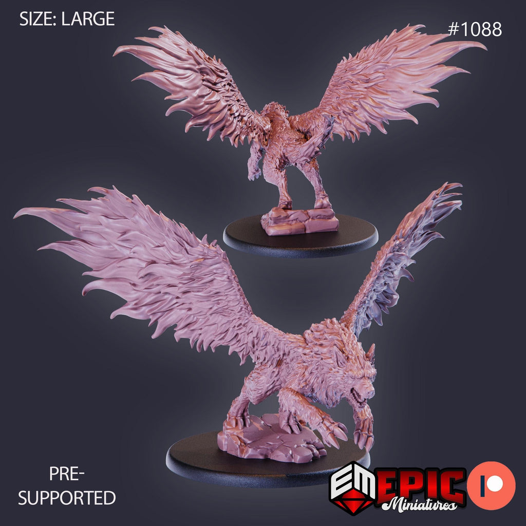 Winged Wolf Option #1088 front DND miniature Savage Mountains 16k resin