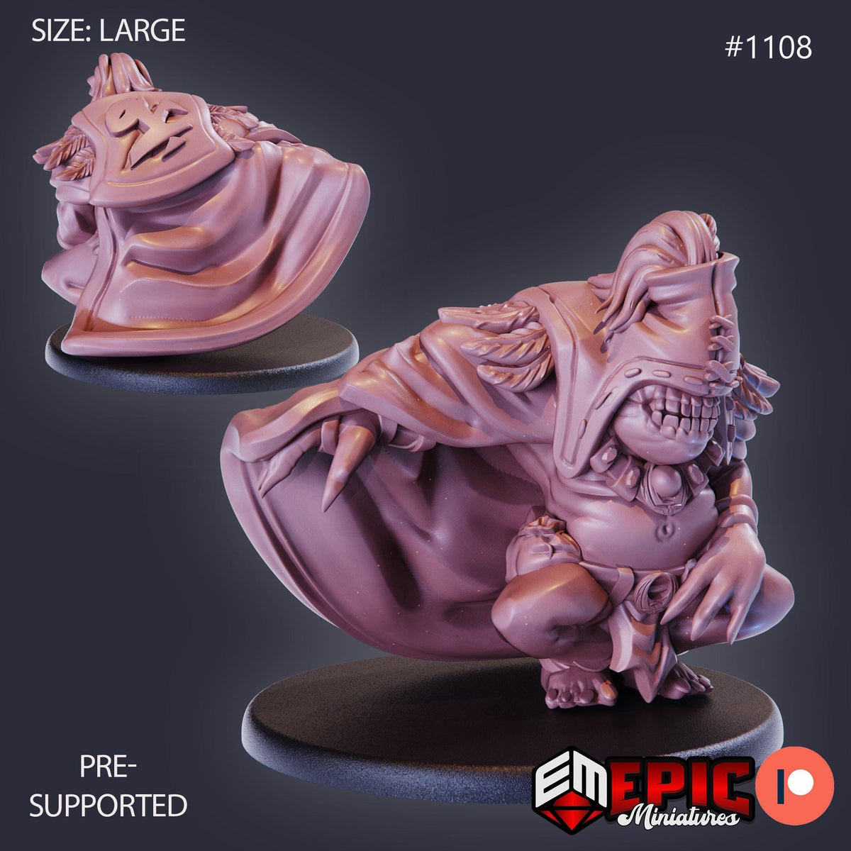 Ogre Warlock Option #1108 front DND miniature Hour of Demons 16k resin