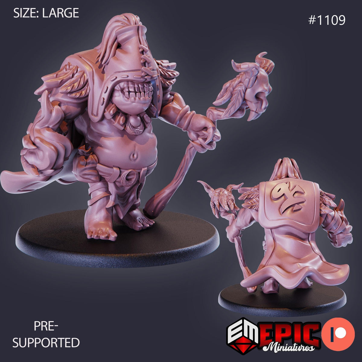 Ogre Warlock Option #1109 front DND miniature Hour of Demons 16k resin