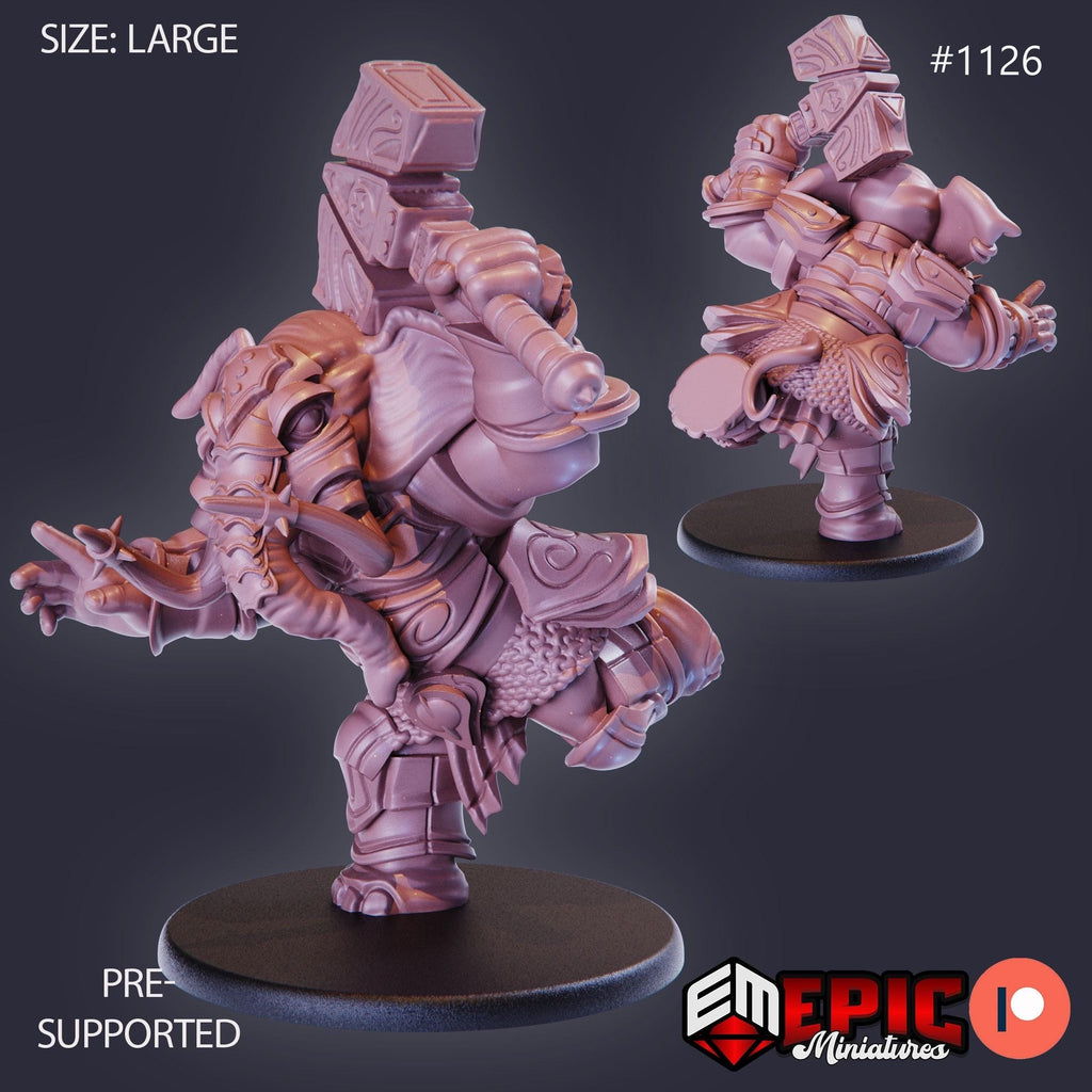 Elephant Folk Paladin Option #1126 front DND miniature Hour of Demons 16k resin