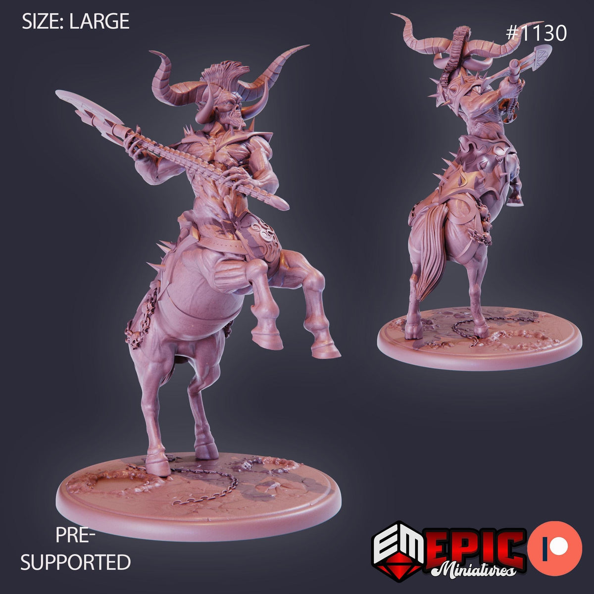 Demonic Centaur Option #1130 front DND miniature Hour of Demons 16k resin