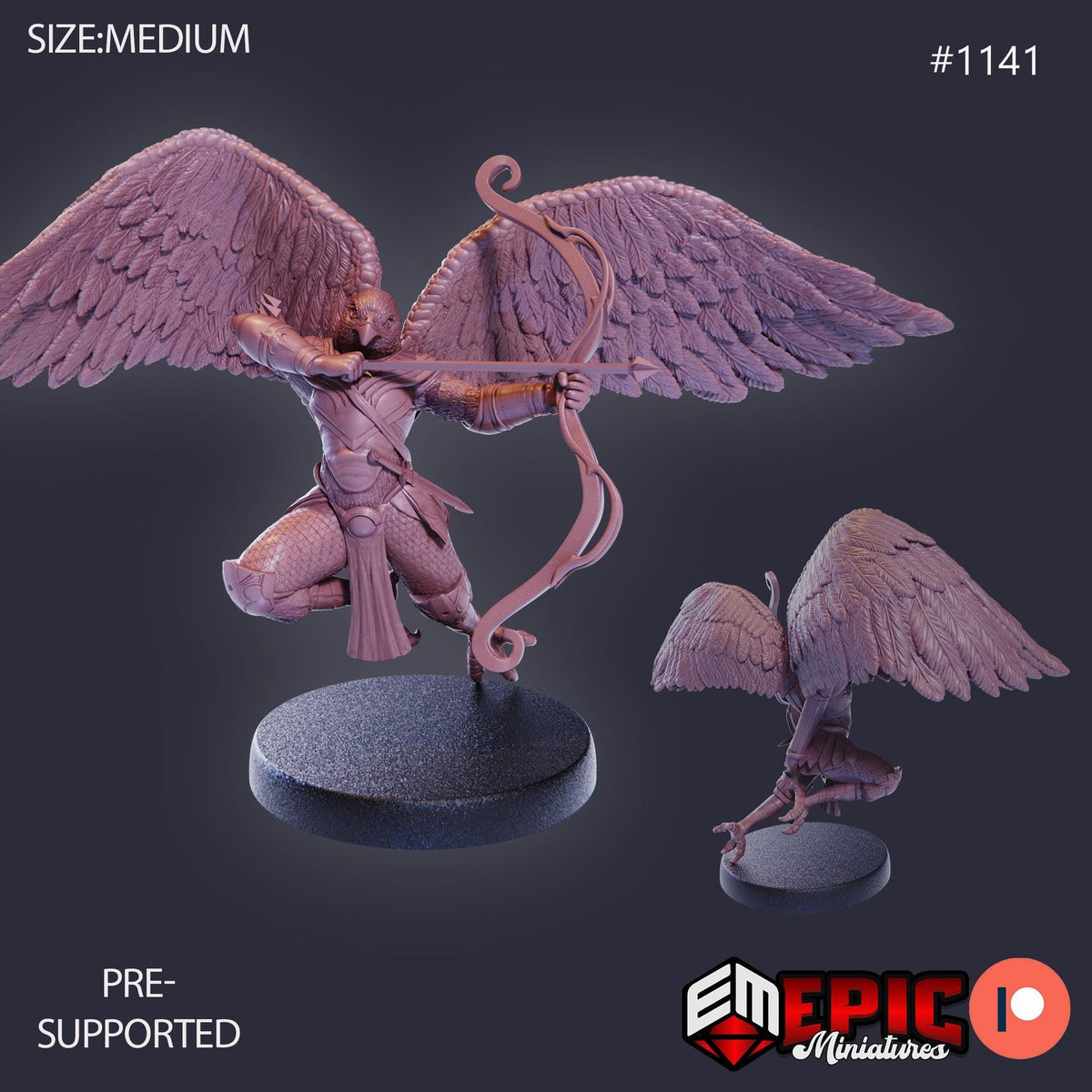 Bird Folk Falcon Option #1141 front DND miniature Sky Dominion 16k resin