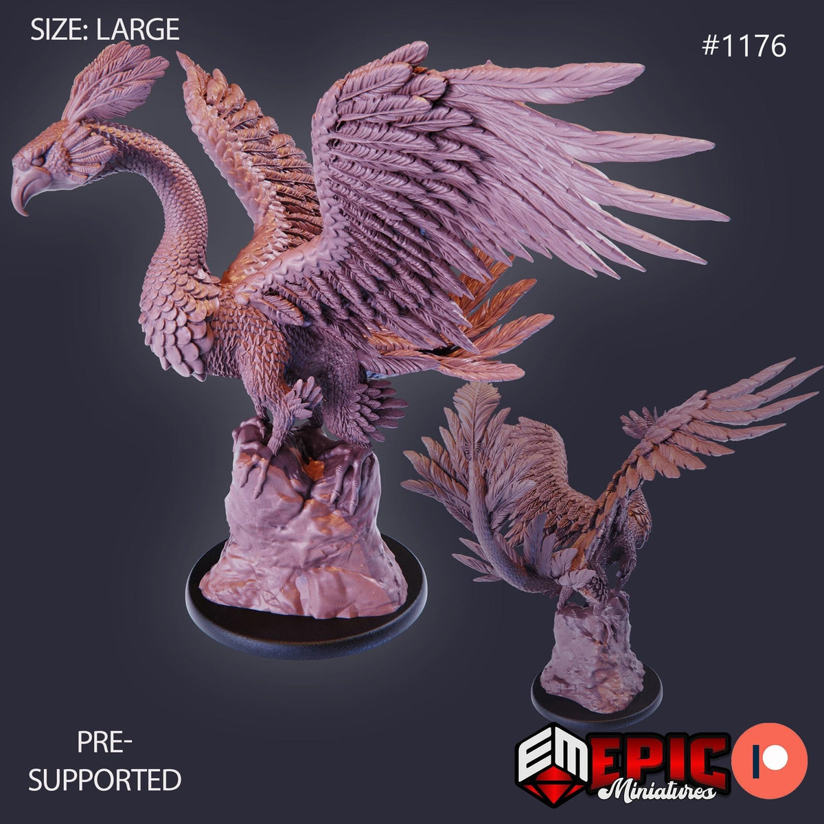 Peacock Griffin Option #1176 front DND miniature Sky Dominion 16k resin