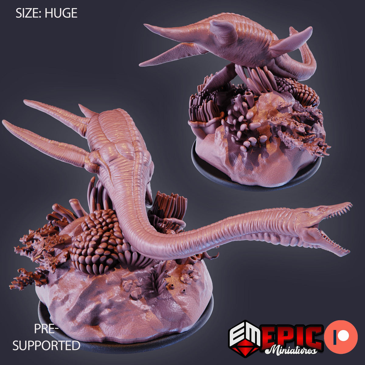 Plesiosaurus DND miniatures group photo Underwater Mayhem