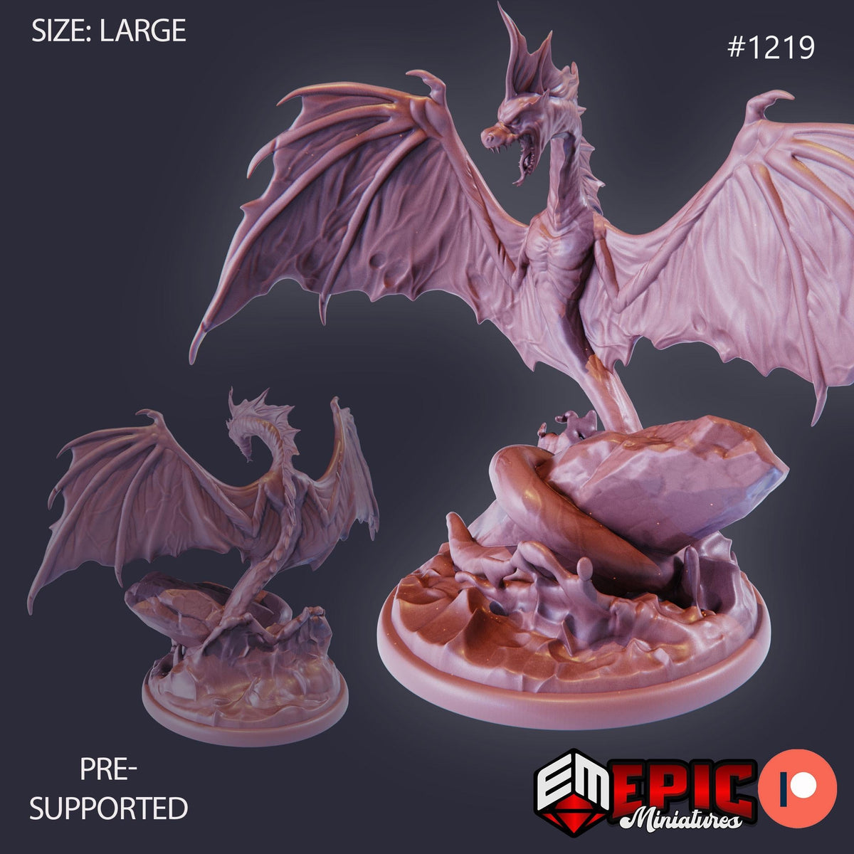 Winged Sea Serpent Option #1219 front DND miniature Underwater Mayhem 16k resin