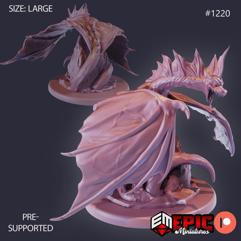 Winged Sea Serpent Option #1220 front DND miniature Underwater Mayhem 16k resin
