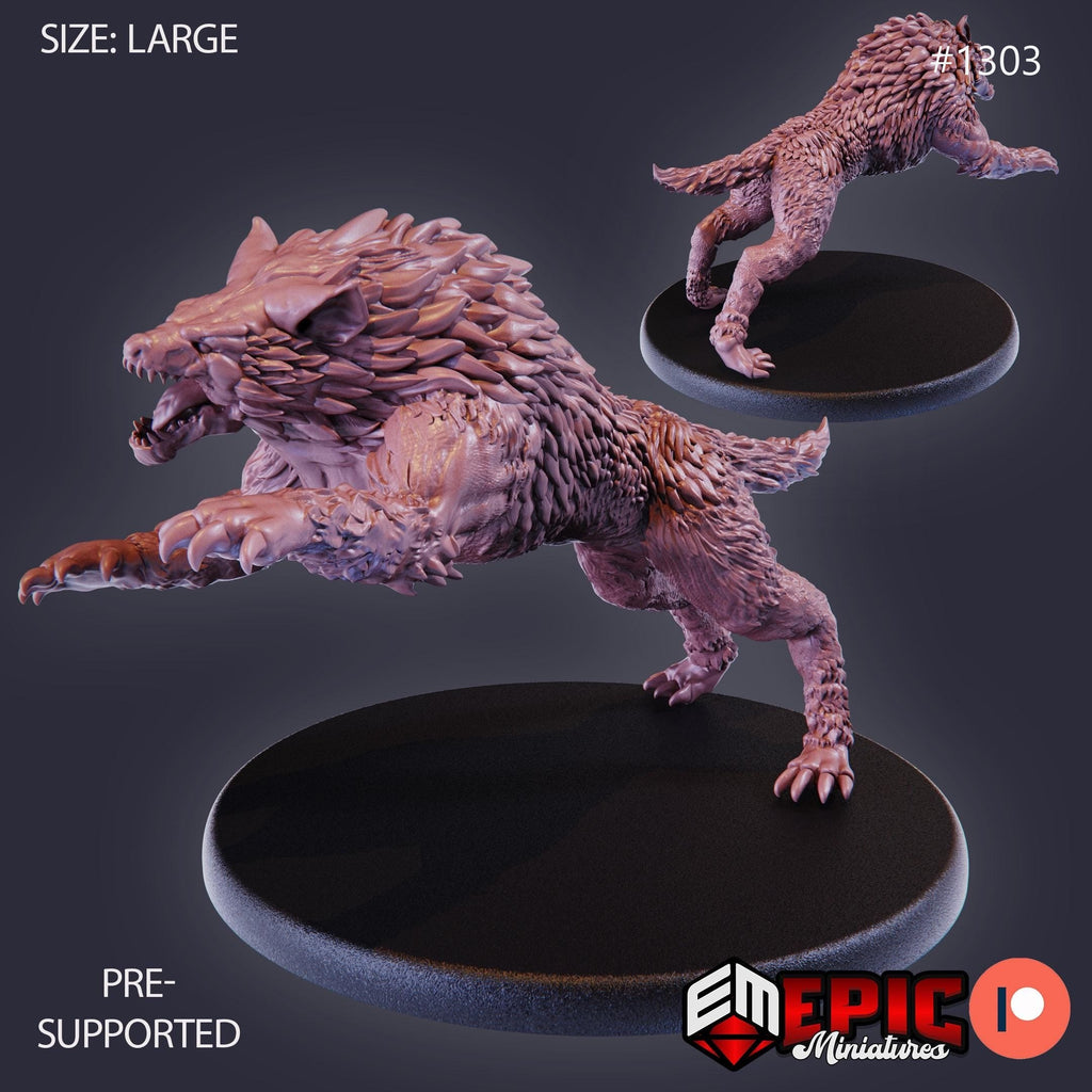 Warg Option #1303 front DND miniature Green Siege 16k resin