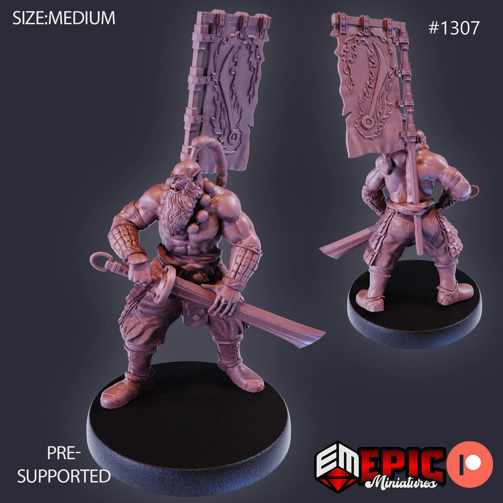 Orc Blade Master Option #1307 front DND miniature Green Siege 16k resin