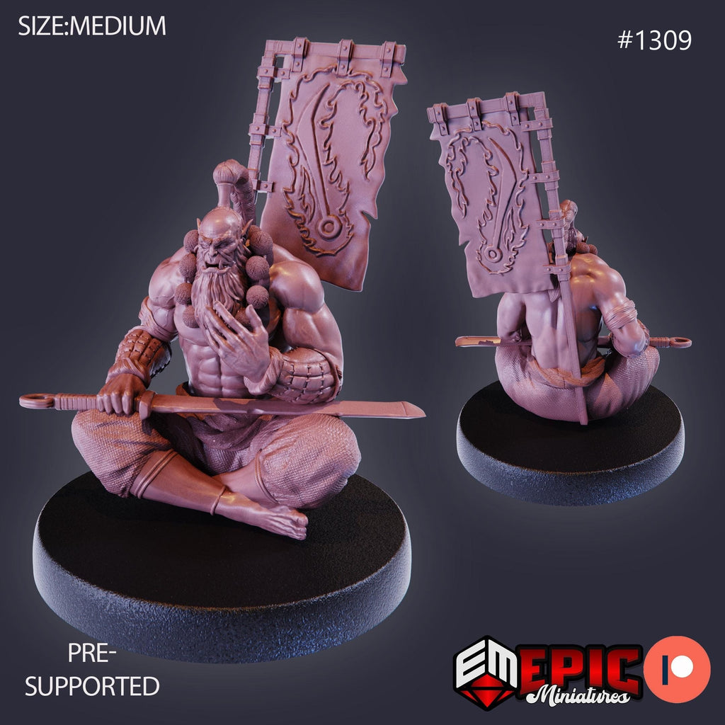 Orc Blade Master Option #1309 front DND miniature Green Siege 16k resin