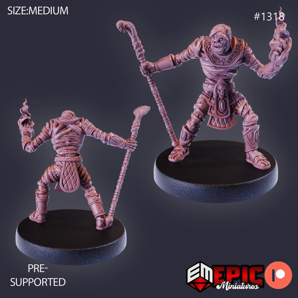 Mummy Mage Option #1318 front DND miniature Sands of Destiny 16k resin