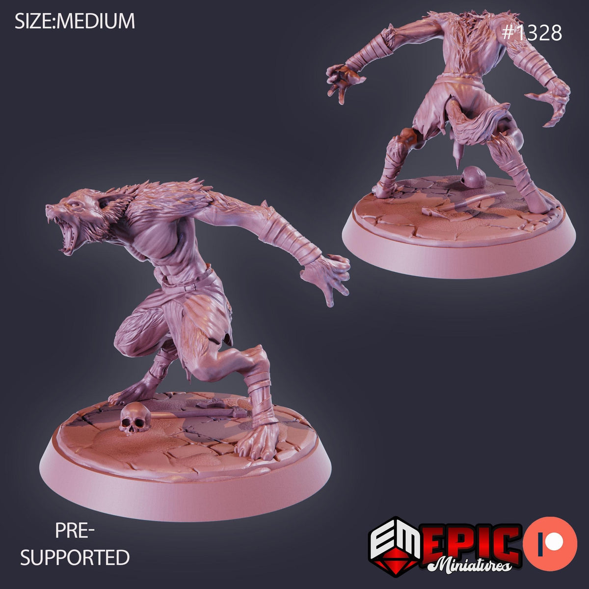 Jackalwere Option #1328 front DND miniature Sands of Destiny 16k resin
