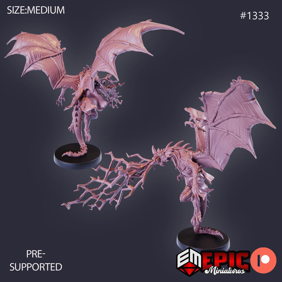 Draconic Demon Blue Option #1333 front DND miniature Sands of Destiny 16k resin