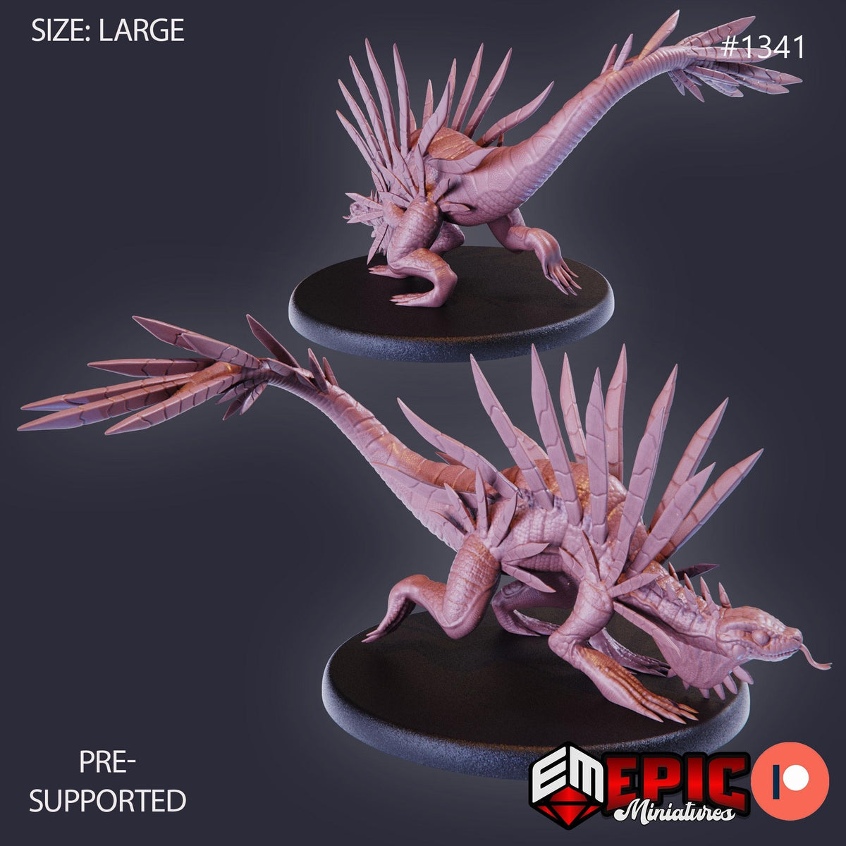 Spiky Lizard Option #1341 front DND miniature Sands of Destiny 16k resin