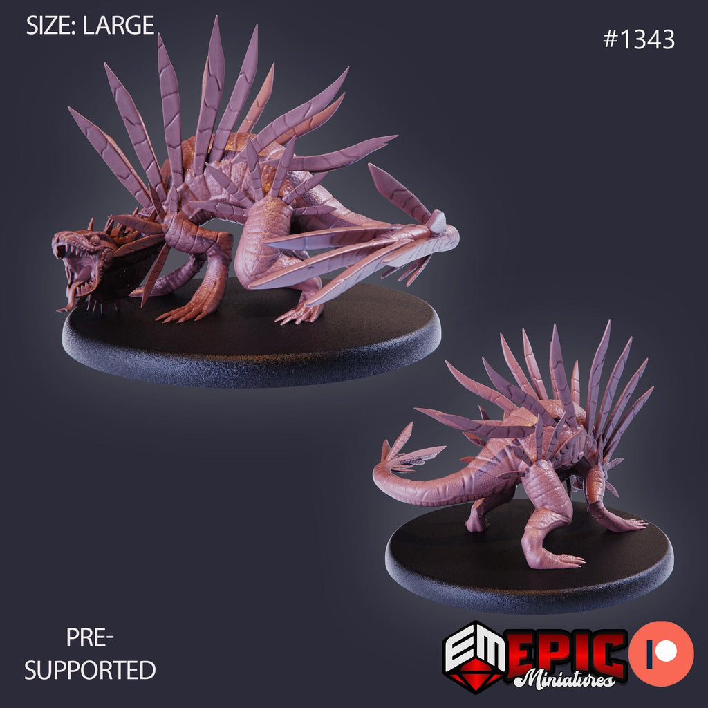 Spiky Lizard Option #1343 front DND miniature Sands of Destiny 16k resin