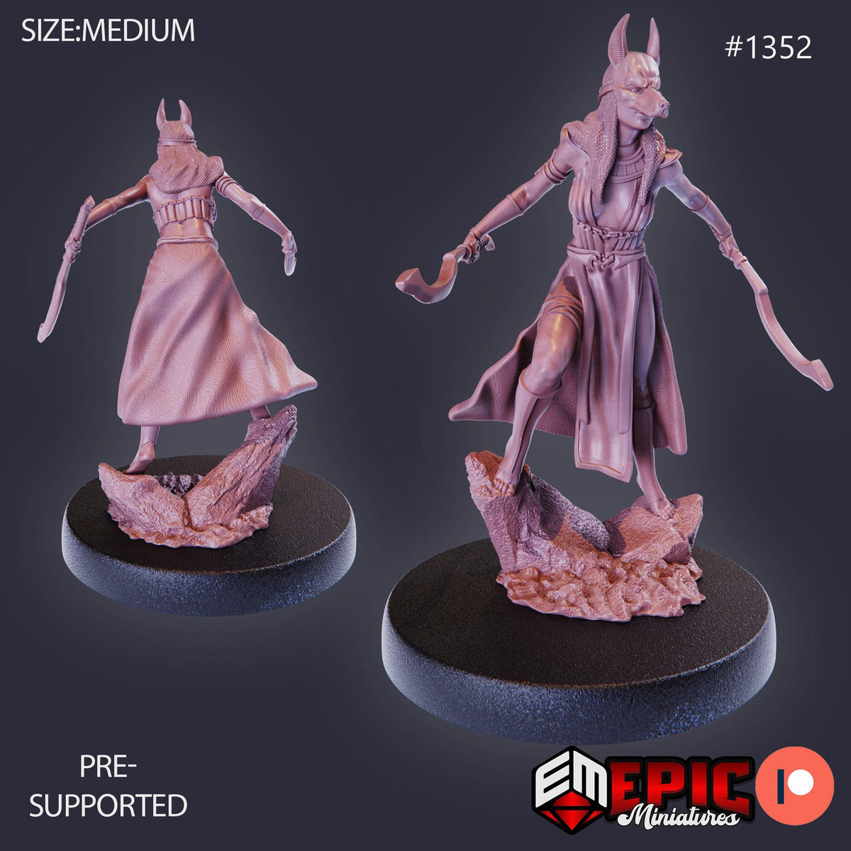 Priestess of Anubis Option #1352 front DND miniature Sands of Destiny 16k resin