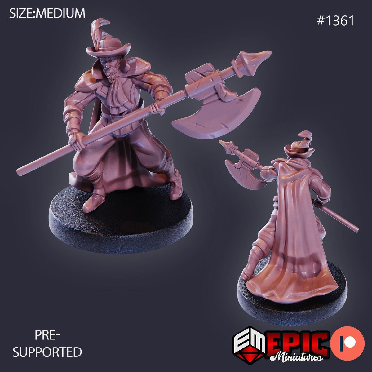 Musketeer Option #1361 front DND miniature Kingdom of Secrets 16k resin