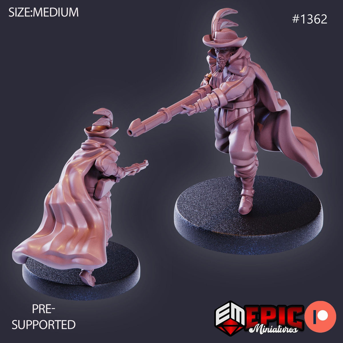 Musketeer Option #1362 front DND miniature Kingdom of Secrets 16k resin
