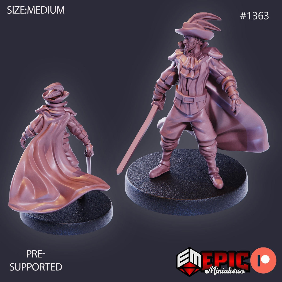 Musketeer Option #1363 front DND miniature Kingdom of Secrets 16k resin