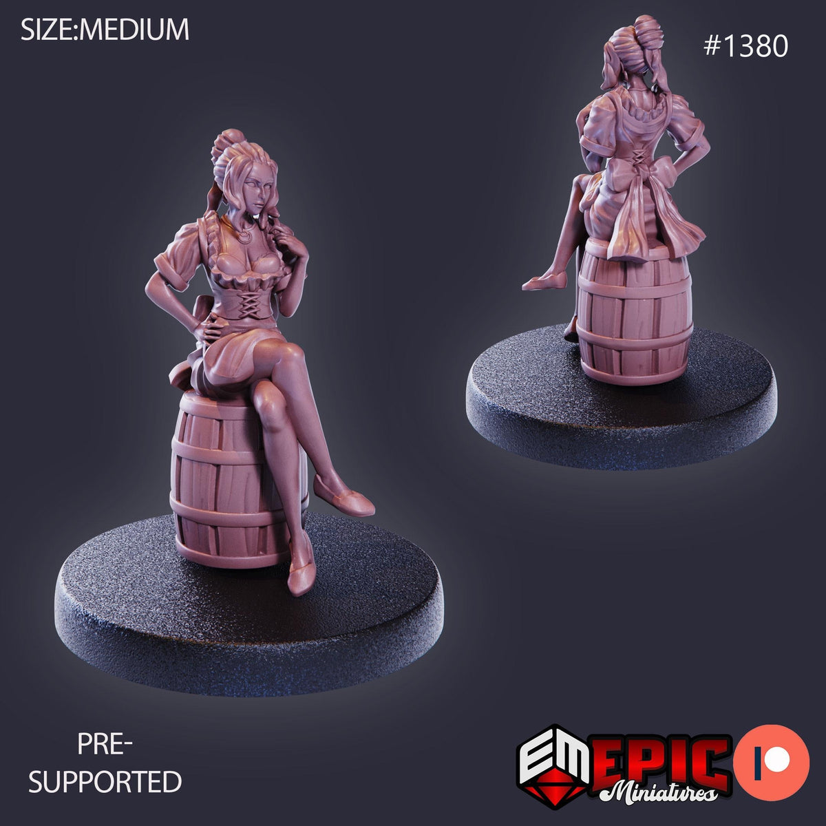 Tavern Waitress Option #1380 front DND miniature Kingdom of Secrets 16k resin