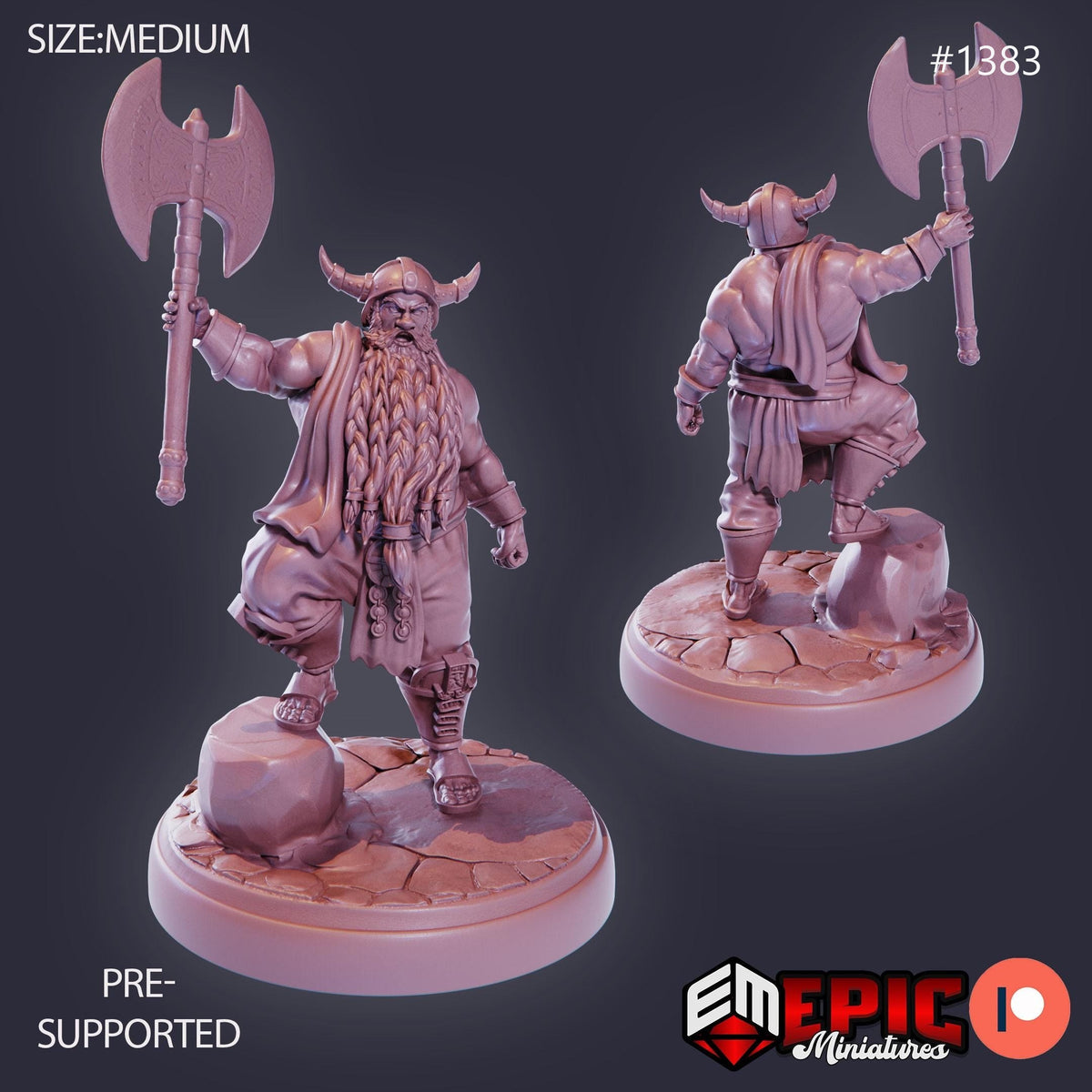 Adventurer Dwarf Option #1383 front DND miniature Kingdom of Secrets 16k resin
